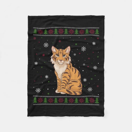 Savannah Kat Kersttrui Mannen Vrouwen Kinder Xmas Fleece Deken (Voorkant)