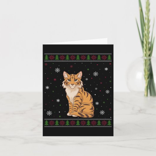 Savannah Kat Kersttrui Mannen Vrouwen Kinder Xmas Kaart (Voorkant)