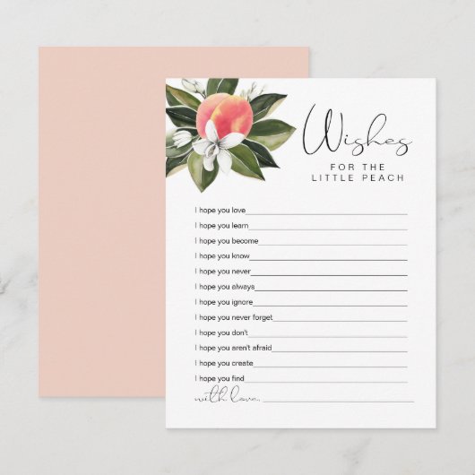 SAVANNAH Kleine Perzikwensen voor Baby shower Informatiekaartje (Voorkant / Achterkant)