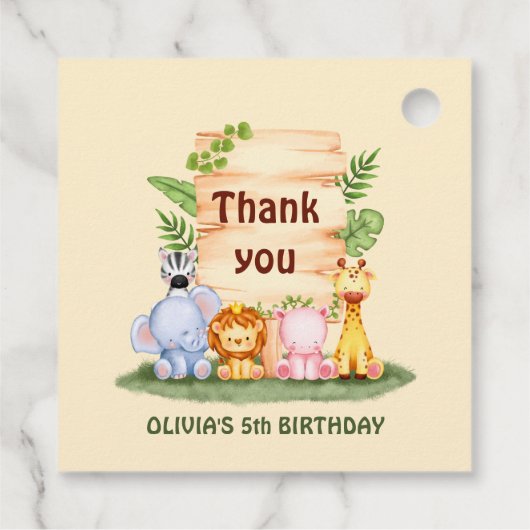 Savannah leeuw zebra nijlpaard giraffe dank u bedankjes labels (Achterkant)