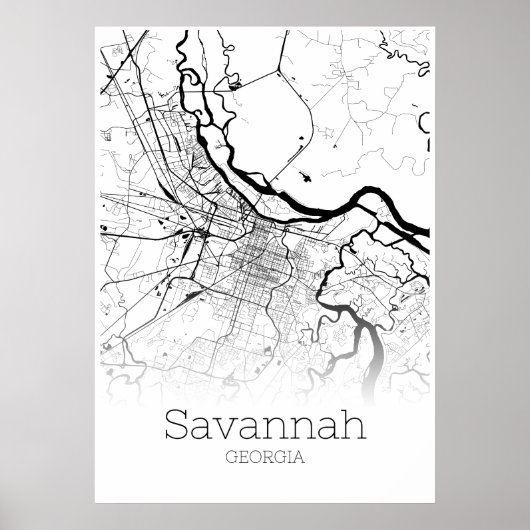 Savannah Map - Georgia - City Map Poster (Voorkant)