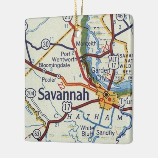 Savannah  Map Keramisch Ornament (Links)