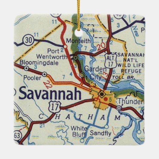 Savannah  Map Keramisch Ornament (Achterkant)