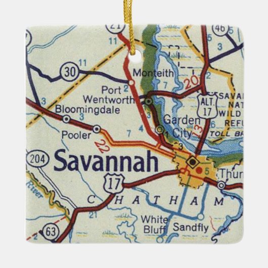Savannah  Map Keramisch Ornament (Voorkant)