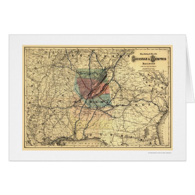 Savannah & Memphis Railroad Map 1872 (Voorkant Horizontaal)