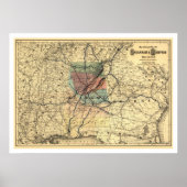 Savannah & Memphis Railroad Map 1872 Poster (Voorkant)