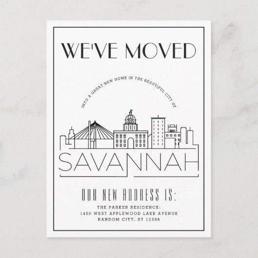 Savannah Modern Deco | Adres Gewijzigd Aankondigingskaart (Voorkant)