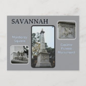 Savannah Monterey Square Casimir Pulaski Monument Briefkaart (Voorkant)