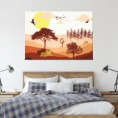 Savannah Natuur Landscape Sunset Art Canvas Afdruk (Insitu (Slaapkamer))