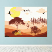 Savannah Natuur Landscape Sunset Art Canvas Afdruk (Insitu (Houten vloer))