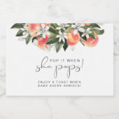 SAVANNAH Peach Baby shower Pop als ze Pop Sparkling Wijnetiket (Enkel label)