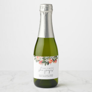 SAVANNAH Peach Baby shower Pop als ze Pop Sparkling Wijnetiket