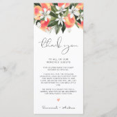 SAVANNAH Peach Baby shower Table Dank je wel Menu (Voorkant)