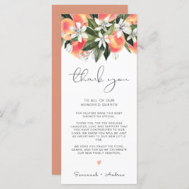 SAVANNAH Peach Baby shower Table Dank je wel Menu