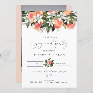 SAVANNAH Peach Botanical Floral Engagement Party Kaart