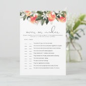 SAVANNAH Peach Over Onder Baby shower Game Kaart (Staand voorkant)