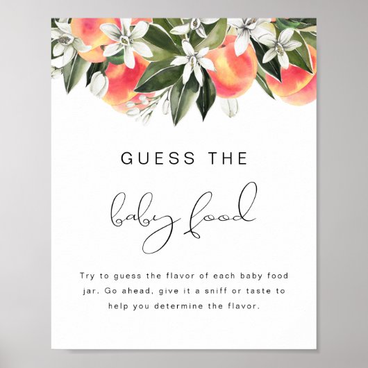 SAVANNAH Peach Raad het Baby Food Baby shower Poster (Voorkant)
