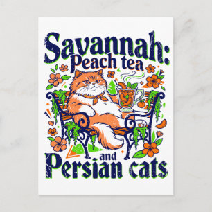 Savannah Peach Thee En Perzische Katten Briefkaart
