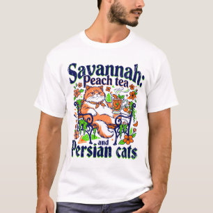 Savannah Peach Thee En Perzische Katten T-shirt