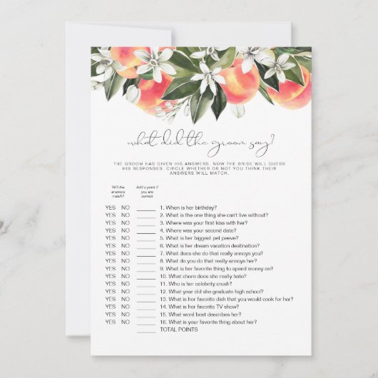 SAVANNAH Peach Wat zei de Groom tegen het Bridal-s Kaart (Voorkant)