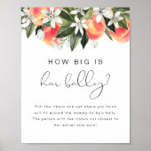 SAVANNAH Perzik Hoe groot is haar buik Baby Shower Poster (Voorkant)