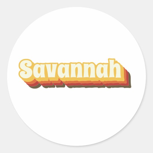 Savannah Retro  tekst Ronde Sticker (Voorkant)