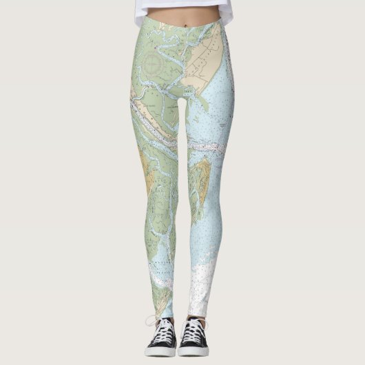 Savannah River and Wassaw Sound - Nautical Chart Leggings (Voorkant)