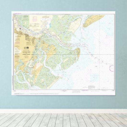 Savannah River en Wassaw Sound 11512 met Border Canvas Afdruk (Insitu (Houten vloer))