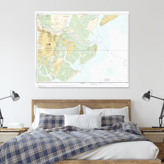 Savannah River en Wassaw Sound 11512 met Border Canvas Afdruk (Insitu (Slaapkamer))