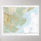Savannah River en Wassaw Sound 11512 met Border Poster (Voorkant)