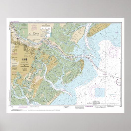 Savannah River en Wassaw Sound 11512 met Border Poster (Voorkant)