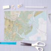 Savannah River en Wassaw Sound Chart Versie 2 Tissuepapier (Craft)