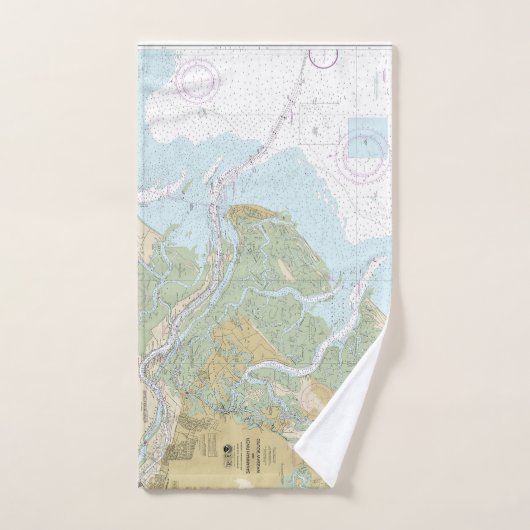 Savannah River en Wassaw Sound Nautische kaart Bad Handdoek (Handdoek)