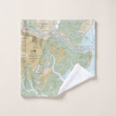 Savannah River en Wassaw Sound Nautische kaart Bad Handdoek (Wasdoekje)
