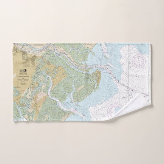 Savannah River en Wassaw Sound Nautische kaart Bad Handdoek (Handdoek)