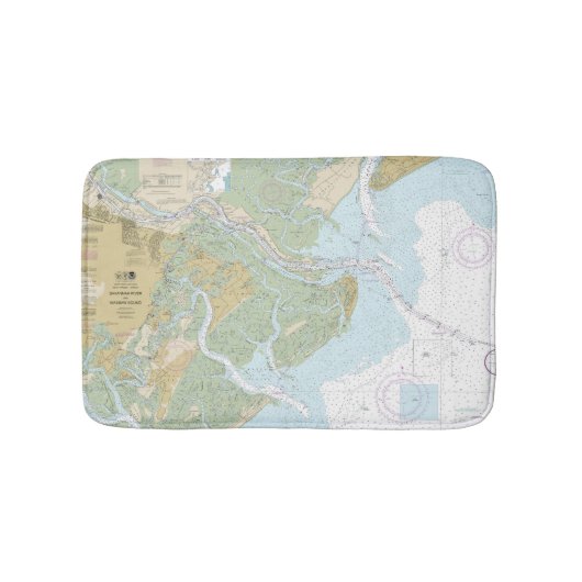 Savannah River en Wassaw Sound Nautische kaart Badmat (Voorkant)
