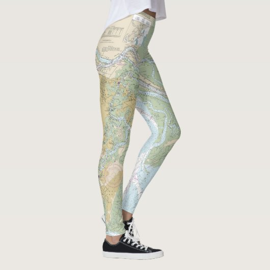 Savannah River en Wassaw Sound Nautische kaart Leggings (Rechts)