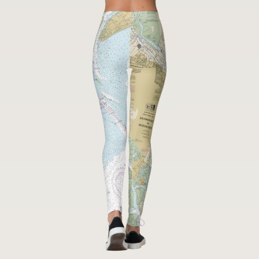 Savannah River en Wassaw Sound Nautische kaart Leggings (Achterkant)