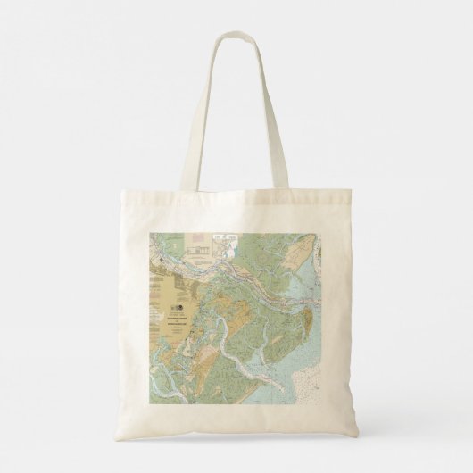 Savannah River en Wassaw Sound Nautische kaart Tote Bag (Achterkant)