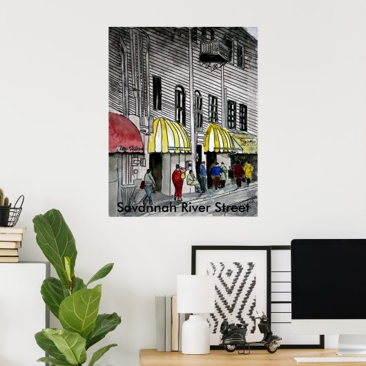 Savannah River Street 4 Poster (Thuiskantoor)