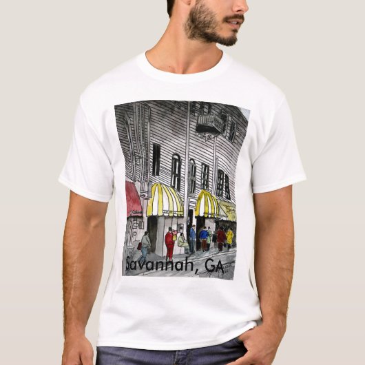 Savannah River Street GA cityscape t shirt (Voorkant)