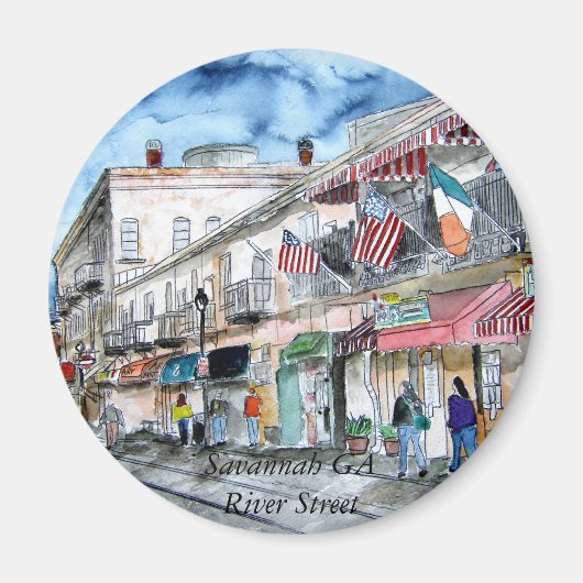 savannah_river_street_painting, Savannah GA Riv... Magneet (Voorkant)