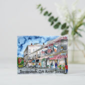 savannah_river_street_schilderij, Savannah GA Riv. Briefkaart (Staand voorkant)