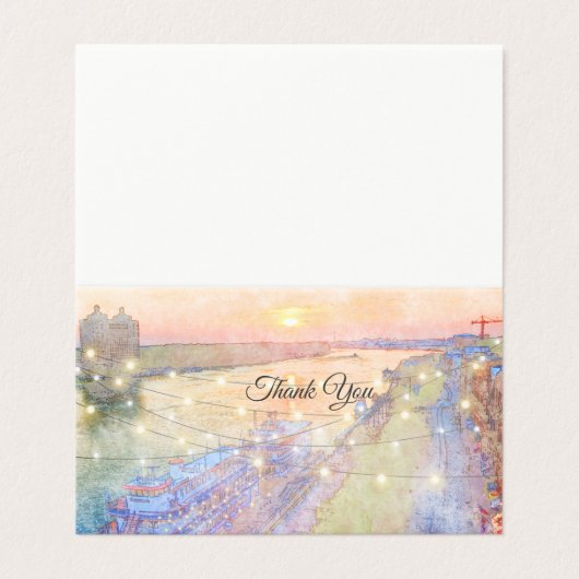 Savannah River Sunset Waterverf Dank u Kaart (Buitenkant ongevouwen)