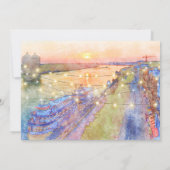 Savannah River Sunset Waterverf Vrijgezellenfeest Kaart (Achterkant)