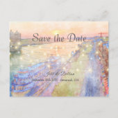 Savannah River Sunset Waterverf Wedding Aankondigingskaart (Voorkant)