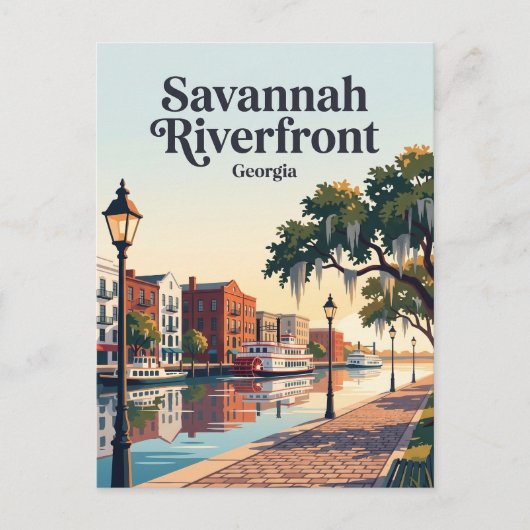 Savannah Riverfront Georgia Briefkaart (Voorkant)