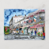SAVANNAH rivierstraatschilderkaart, GA Briefkaart (Voorkant)
