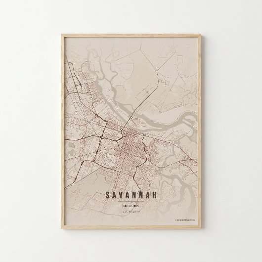 Savannah Rustic Kaart Print Poster Wandkunst Cadea