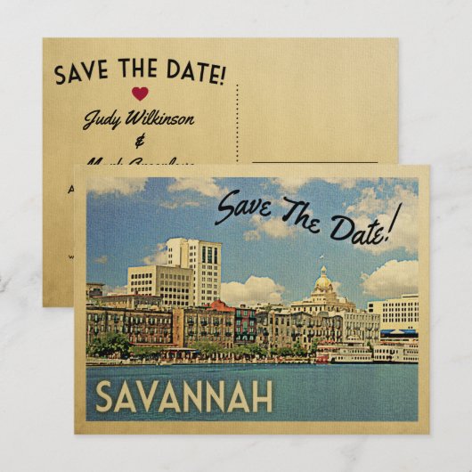 Savannah Save the Date Georgia Aankondigingskaart (Voorkant / Achterkant)